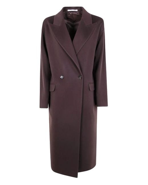 Tagliatore Purple Double-Breasted Wool Coat