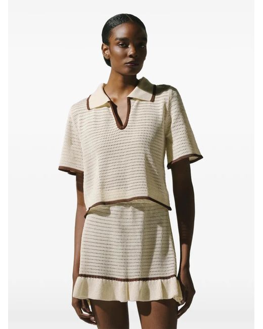Baobab Natural Ruffled-Hem Knit Mini Skirt