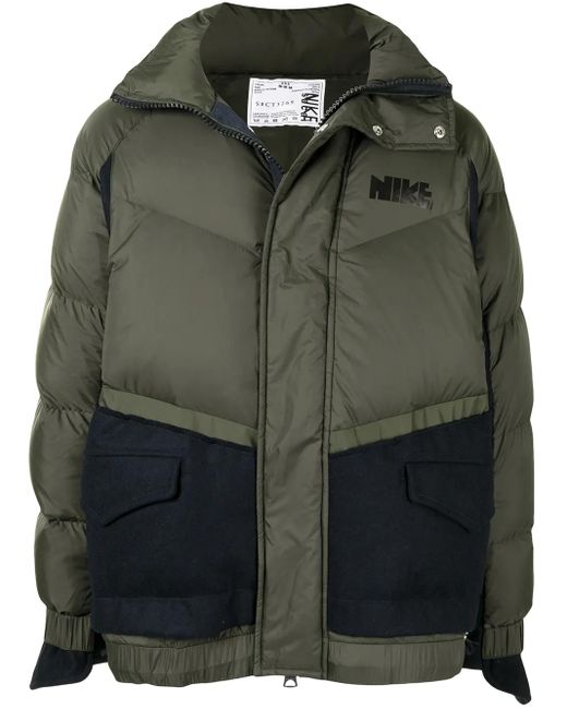 Nike Green Panelled Puffer Jacket for men