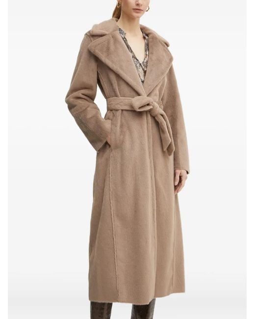 Guess Natural Belted Wide-Lapels Coat