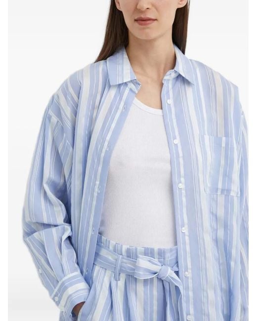 Bruuns Bazaar Blue Striped Pocket Shirt