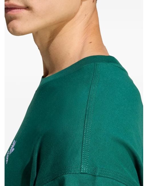 Adidas Green Logo-Embroidered T-Shirt for men