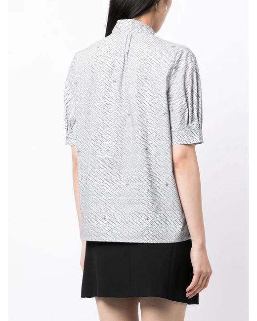 Maison Kitsuné Gray Monogram-Pattern Short-Sleeve Shirt