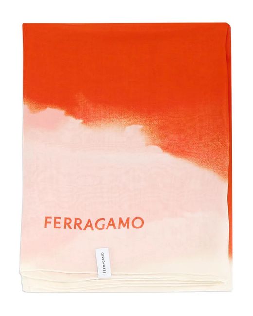 Ferragamo グラデーション シルクスカーフ Orange