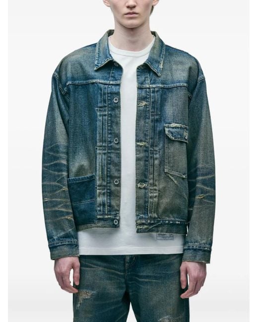 Neighborhood Blue Patchwork Denim Jacket for men