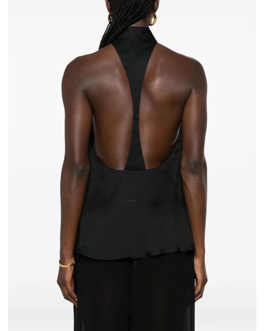 Tom Ford Black Patterned Halterneck Top