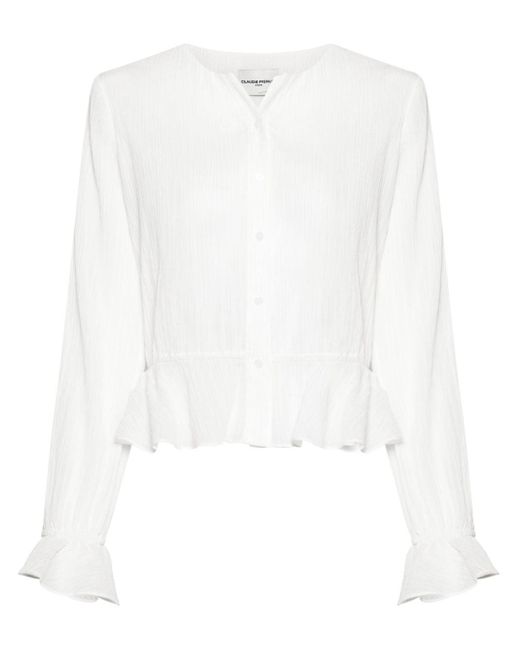 Claudie Pierlot White Flared-cuffs Cotton Shirt