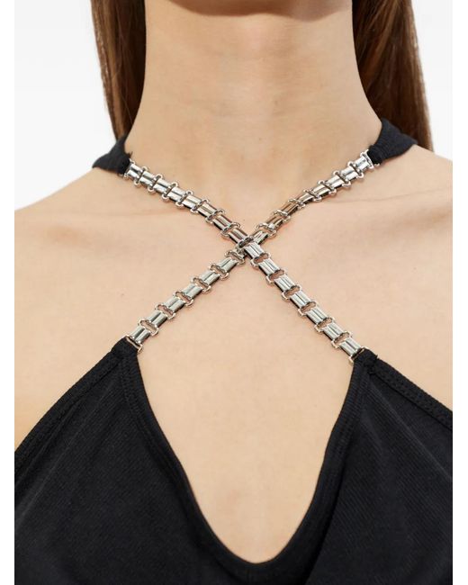 M I S B H V Black Chain-Detail Halterneck Dress