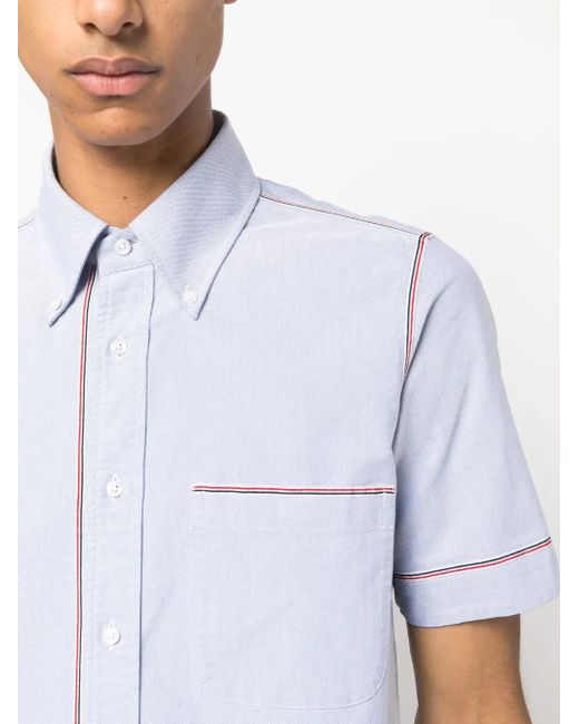 Thom Browne Blue Rwb Stripe Cotton Shirt for men