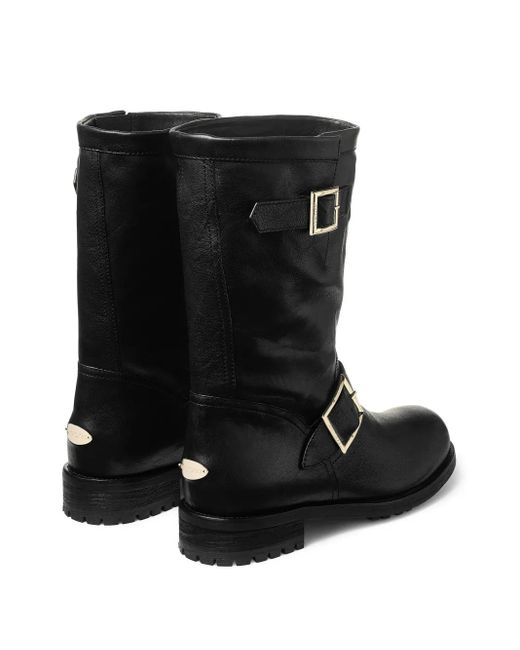 Jimmy Choo Black 'Biker Mid' Boots