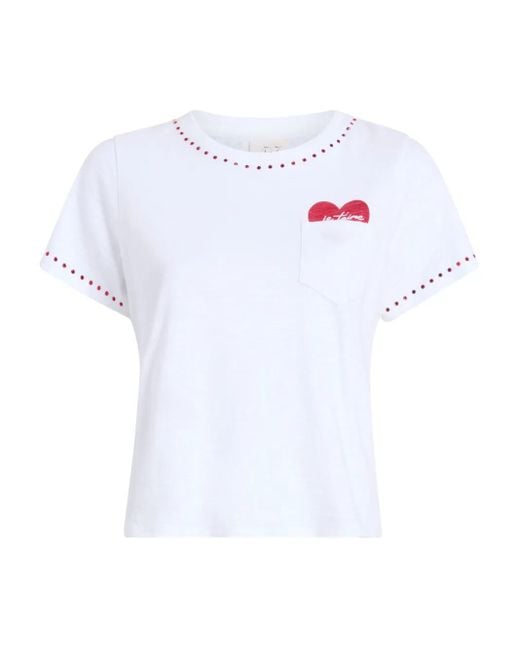 Cinq À Sept White Heart-Pocket T-Shirt