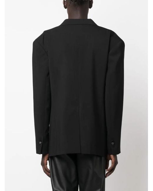 DSquared² Black Double-Breasted Silk-Lapels Blazer for men