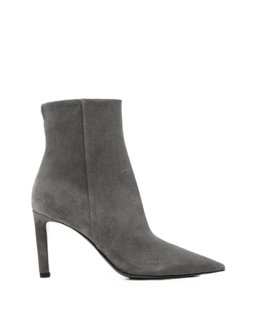 Jimmy Choo Gray Frankie Ab Pointed-Toe Stiletto-Heel Ankle Boots