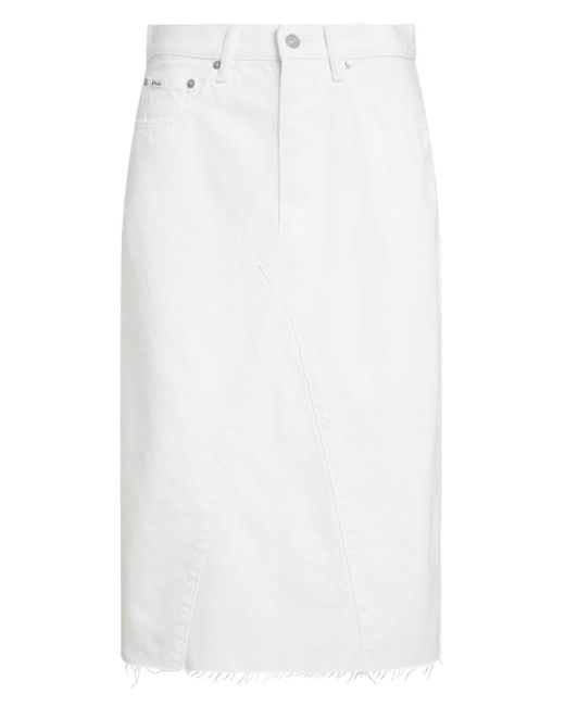 Polo Ralph Lauren Denim Midi-rok in het White