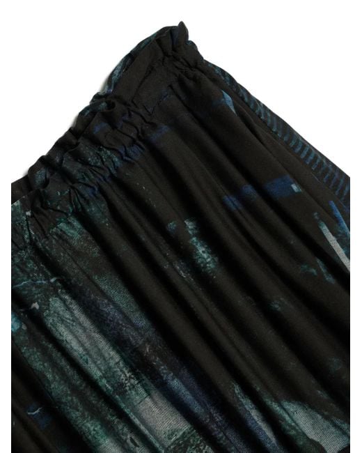 Y's Yohji Yamamoto Black Abstract-Print Maxi Skirt