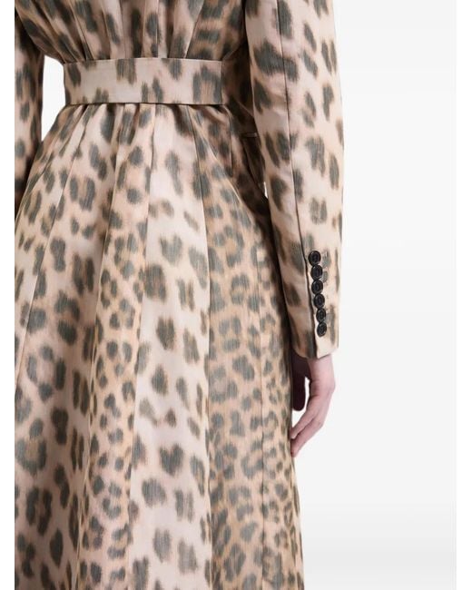 Nina Ricci White Leopard-Print Double-Breasted Coat