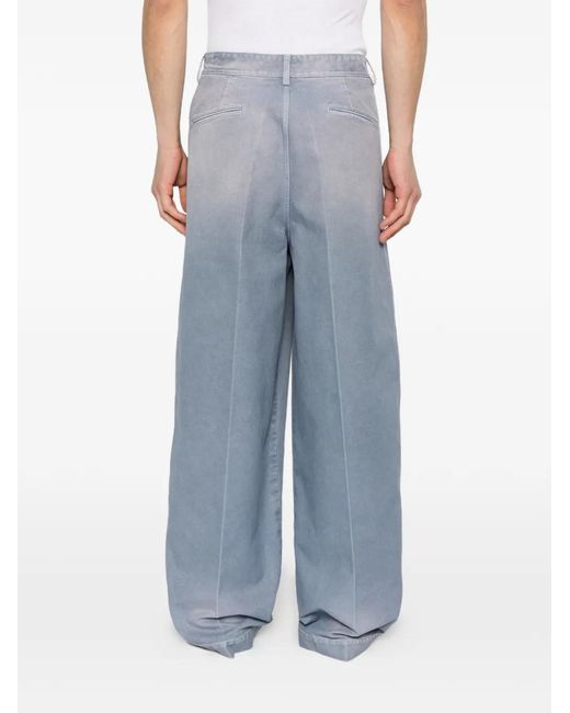 Marni Blue Pleated Button-Fastening Trousers for men