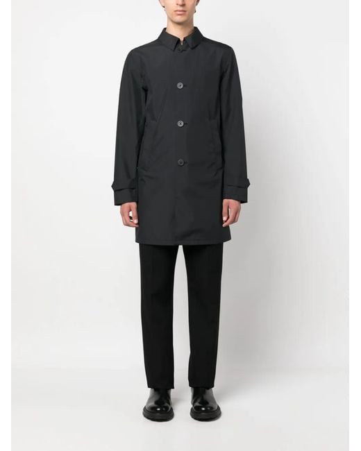 Herno Gray Single-Breasted Mid-Length Raincoat for men