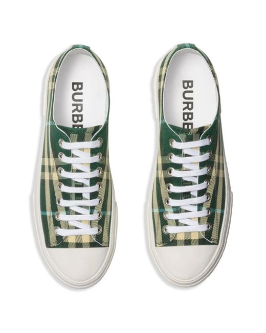 メンズ Burberry チェック スニーカー Green
