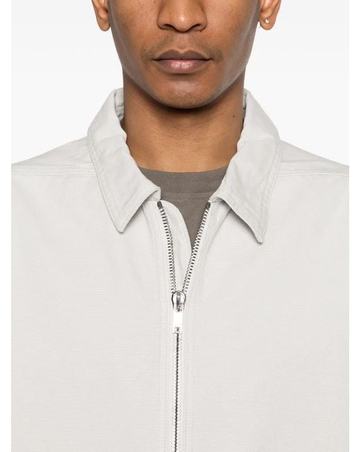 Rick Owens White Zip-Up Shirt Jacket for men