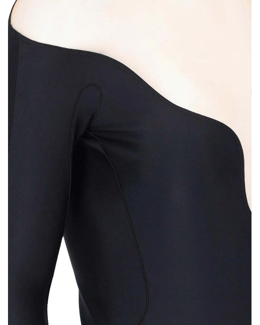 Mugler Blue High-Neck Bodysuit