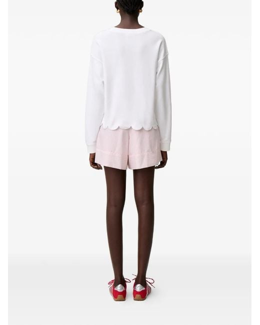 Sweat En Maille Gaufrée À Ourlet Festonné Claudie Pierlot en coloris White