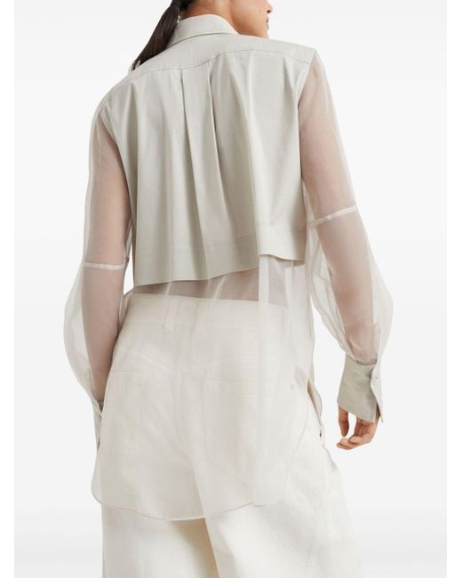 Brunello Cucinelli White Hemd im Layering-Look mit Monili-Detail