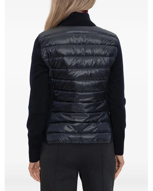 Moncler Blue Quilted Stand-Up Collar Cardigan