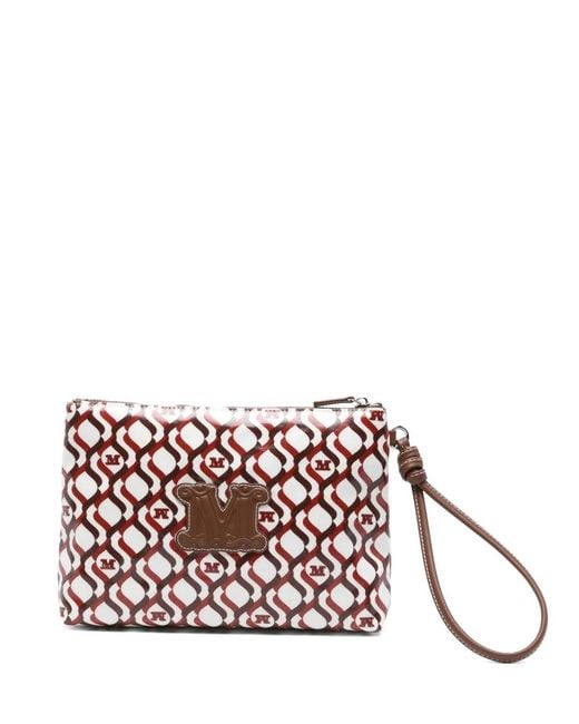 Max Mara White Gemusterte Clutch