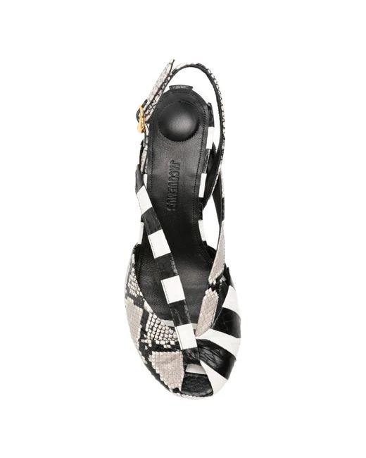 Jacquemus White Snake-Effect Striped Sandals