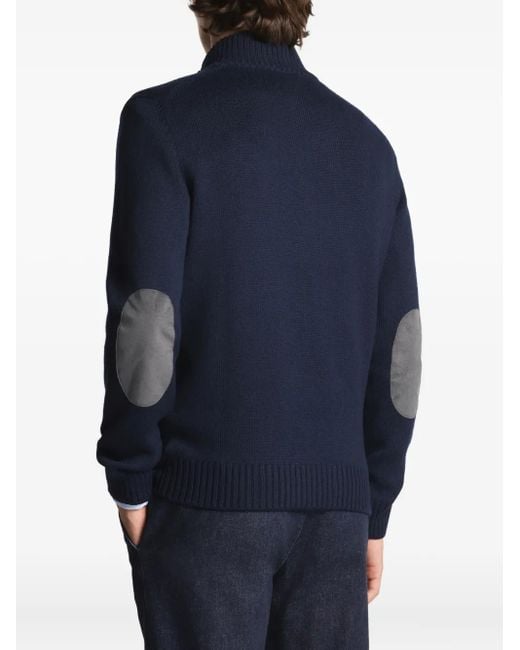 Fay Blue Elbow-Patch Sweater for men