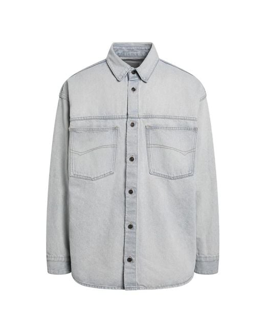 Balenciaga Gray Chest-Pocket Denim Shirt for men