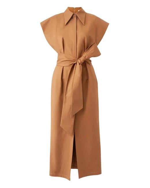 Carolina Herrera キャップスリーブ ドレス Brown