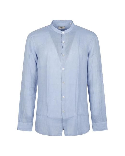 Altea Blue Collarless Shirt for men
