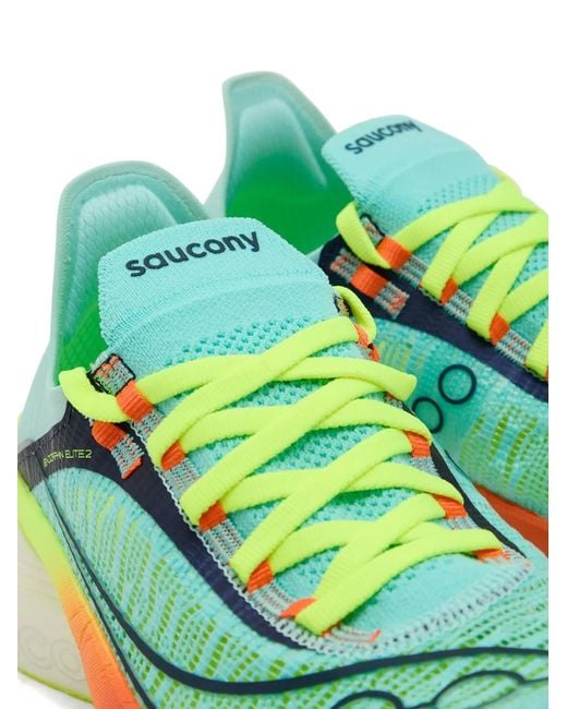 Saucony Green Endorphin Elite 2 Panelled Mesh Sneakers