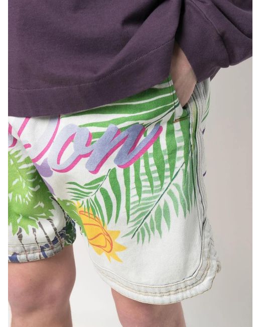 Just Don White Graphic-Logo Print Shorts for men