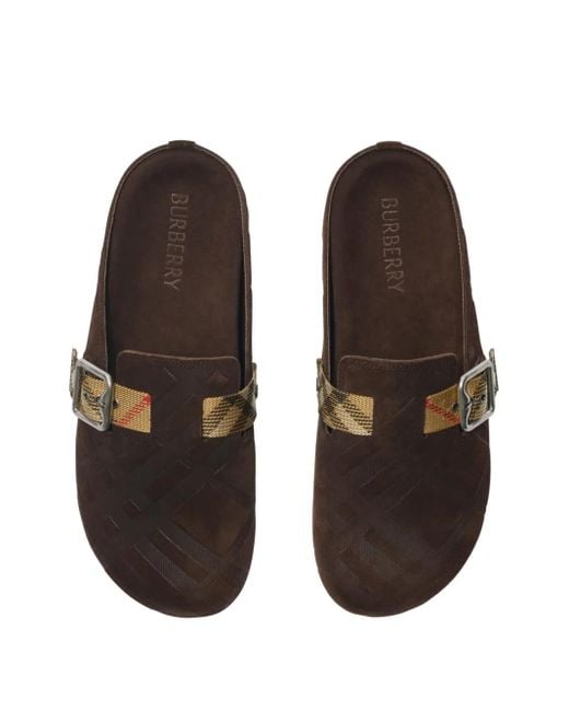 Burberry Brown Check-Pattern Buckle Sandals