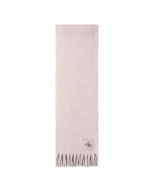 Sciarpa Con Logo E Frange di Calvin Klein in White