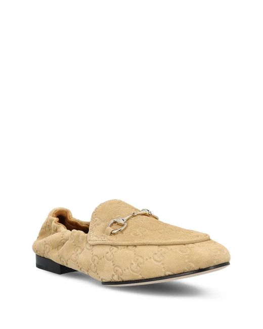 Gucci White Gg-Patterned Loafers