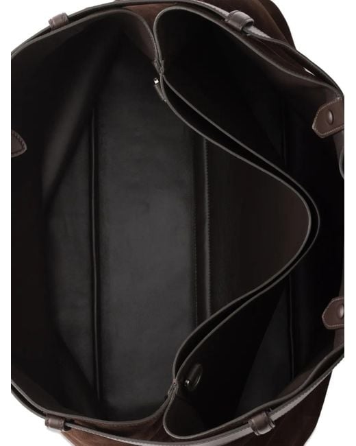 Prada Black Buckled Suede Tote Bag for men