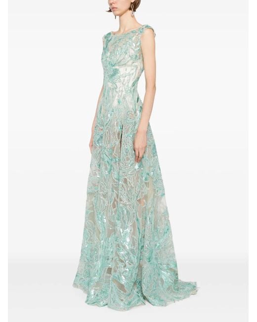 Saiid Kobeisy Green Embroidered Long Dress