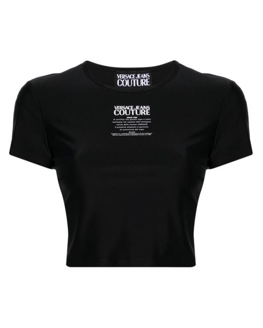 T-shirt crop con stampa di Versace in Black