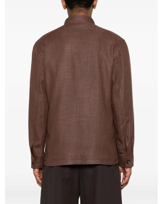 Tagliatore Brown Button Patch Pocket Jacket for men