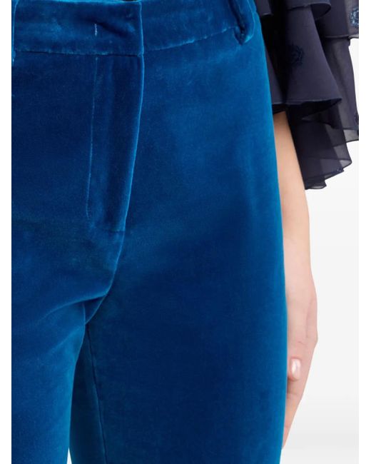 Etro Blue Ausgestellte Hose aus Samt