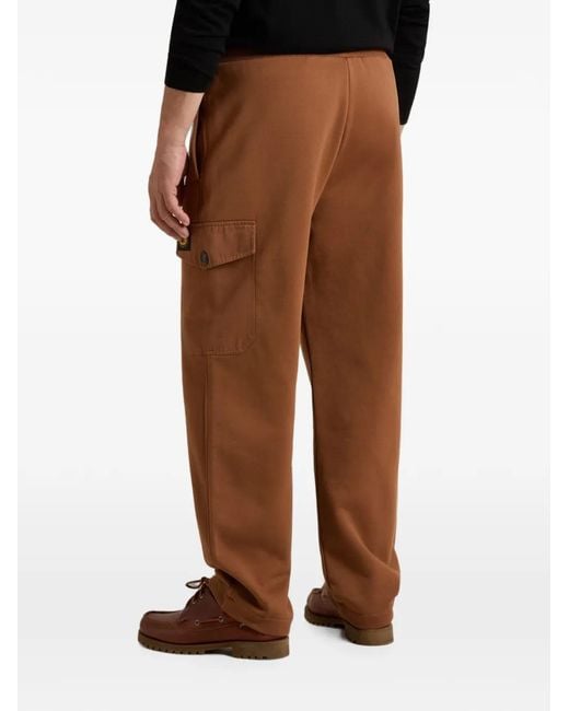 Woolrich Brown Fleece Cargo Track Pants for men