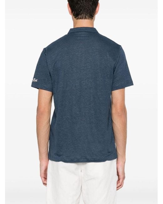 Mc2 Saint Barth Blue Fraser Linen Polo Shirt for men