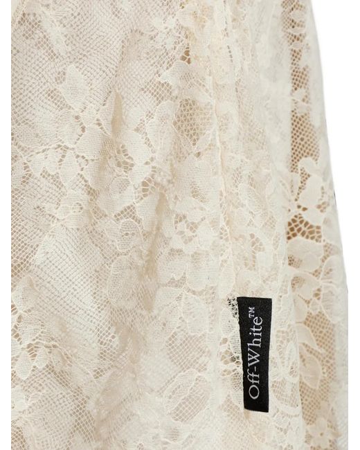 Off-White c/o Virgil Abloh White Lace-Insert Satin Dress