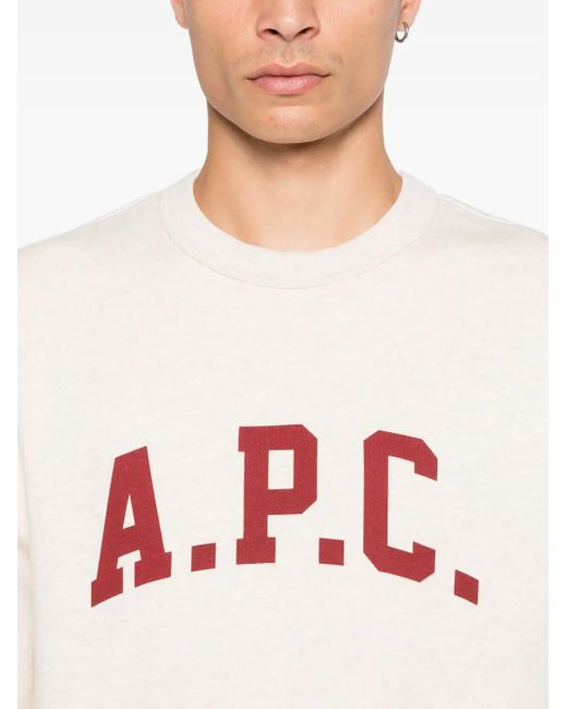 A.P.C. White Logo-Print Crew Neck Sweatshirt for men