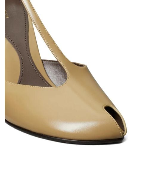 Tory Burch White T-Strap Heeled Pumps