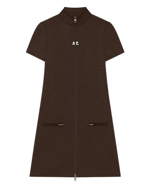 Courreges Brown Minikleid Mit Kurzen Ärmeln